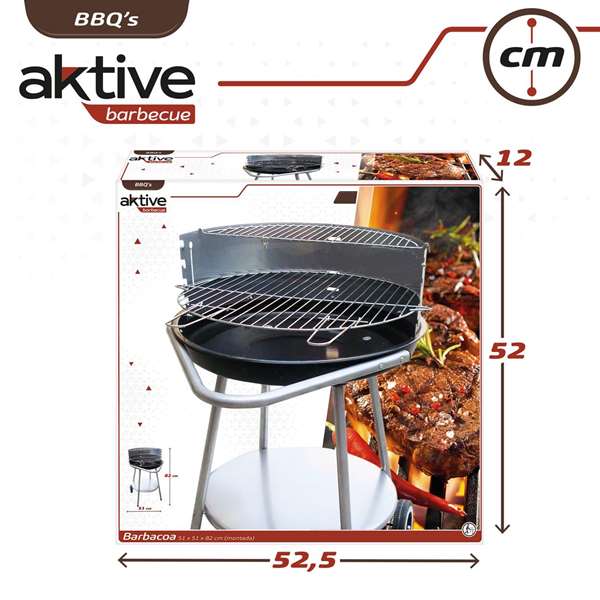 Color Baby Barbecue à charbon de bois rond Aktive, 51 cm x 51 cm x 82 cm