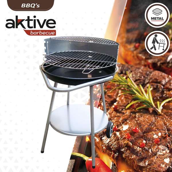 Color Baby Barbecue à charbon de bois rond Aktive, 51 cm x 51 cm x 82 cm