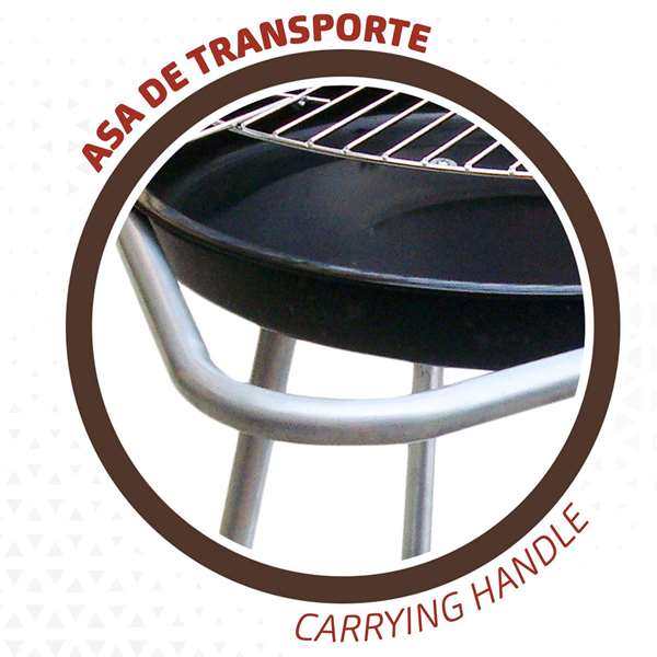 Color Baby Barbecue à charbon de bois rond Aktive, 51 cm x 51 cm x 82 cm