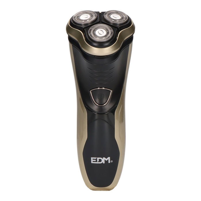 Edm Rasoir électrique rechargeable 3 W, triple tête flottante, autonome 45 min, noir et doré Edm Rasoir électrique rechargeable 3 W, triple tête flottante, autonome 45 min, noir et doré