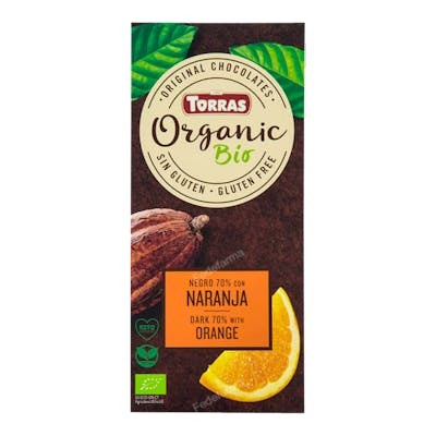 TORRAS Chocolat Noir 70% Cacao avec Orange 100 g Bio TORRAS Chocolat Noir 70% Cacao avec Orange 100 g Bio
