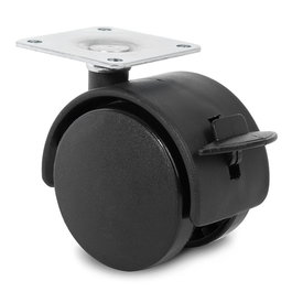 Q&Q Roue Pivotante Telly Aro Double Ø50 avec Plaque Frein et Finition Noire