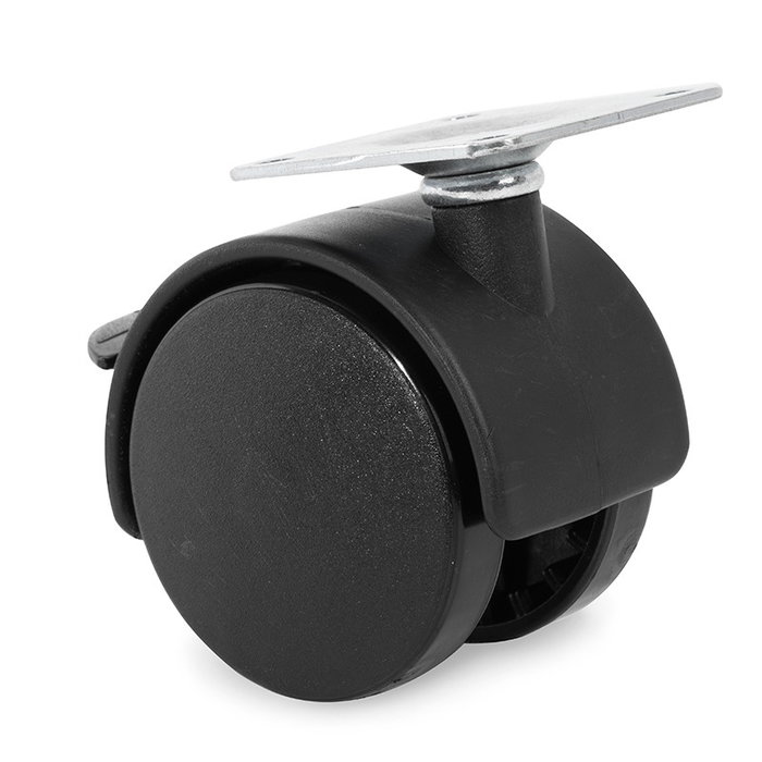 Q&Q Roue Pivotante Telly Aro Double Ø50 avec Plaque Frein et Finition Noire