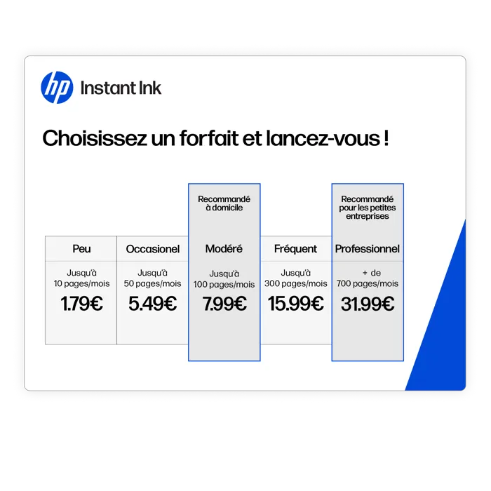 HP Instant Ink - Carte prépayée et abonnement d'encre originale, livraison automatique d'encre HP, recyclage gratuit, économies jusqu'à 70 %