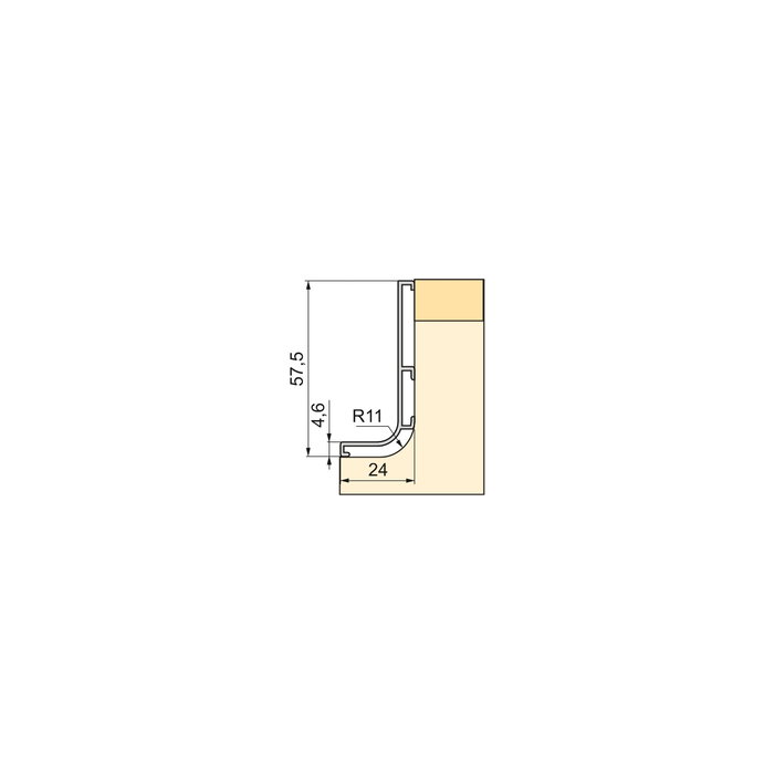 Emuca Kit de 2 profils supérieurs Gola pour meubles de cuisine, longueur 2,35m, avec accessoires, Aluminium, peint blanc.