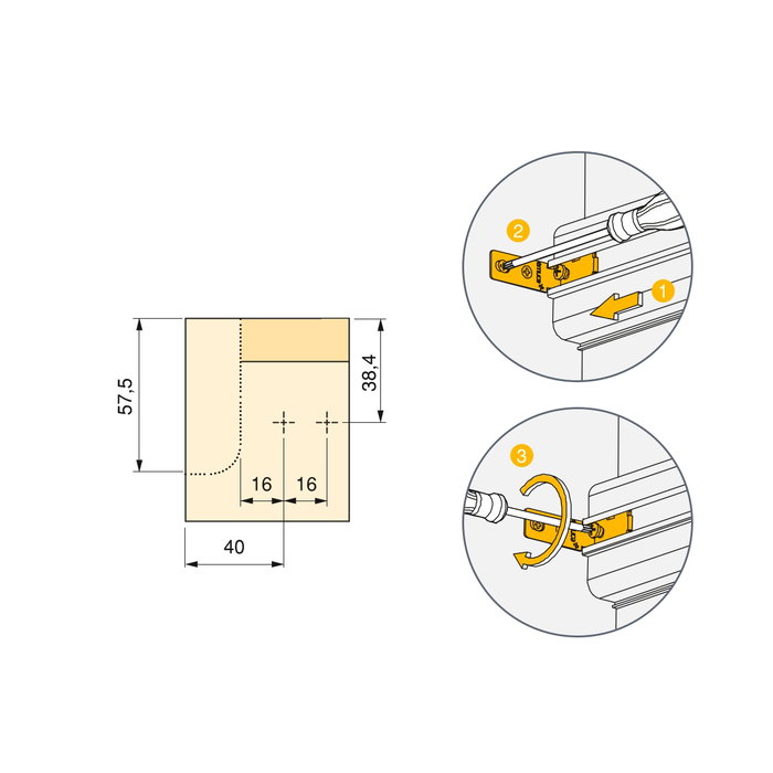 Emuca Kit de 2 profils supérieurs Gola pour meubles de cuisine, longueur 2,35m, avec accessoires, Aluminium, peint blanc.
