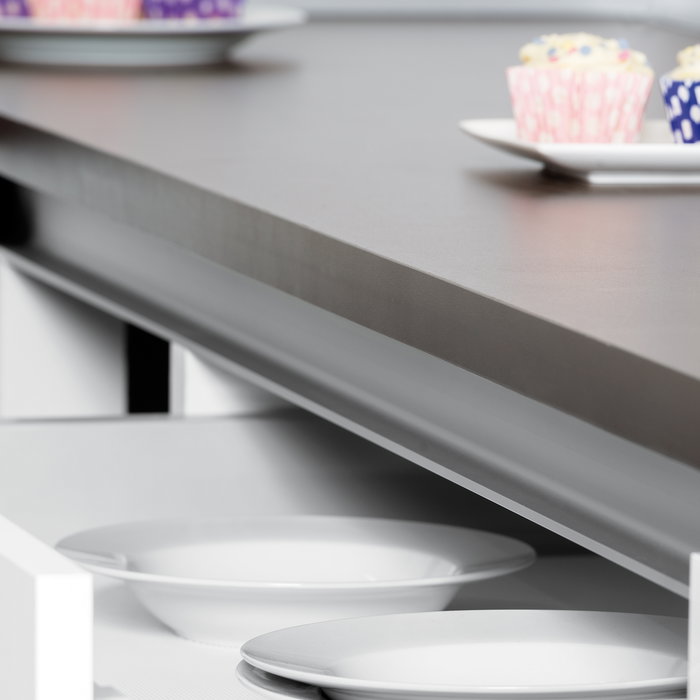 Emuca Kit de 2 profils supérieurs Gola pour meubles de cuisine, longueur 2,35m, avec accessoires, Aluminium, peint blanc.