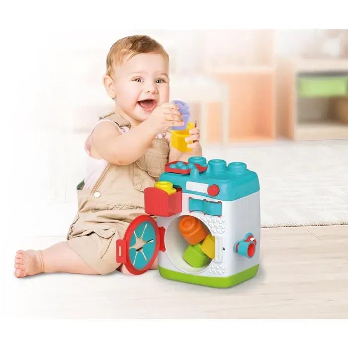 Clementoni Machine à laver Clemmy - Jouet d'imitation avec cubes et manivelle - Développe motricité fine - Pour enfants dès 18 mois