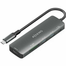 Hub USB Aisens USB-C DOCK 6 EN 1 GRIS Gris 100 W