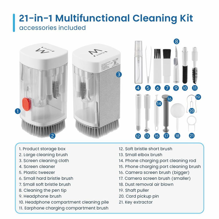 Kit de Nettoyage pour Écrans Ewent 21 en 1 Kit de Nettoyage pour Écrans Ewent 21 en 1