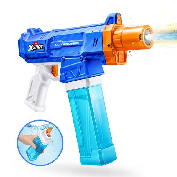 Zuru X-Shot Motor Soaker - Pistolet à eau automatique à chargement rapido, fonctionne avec 4 piles AA, pour enfant dès 5 ans