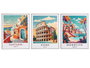 Giftdecor Tableau Villes Assorties 40x50 cm Toile et MDF Cadre Blanc (Set de 6)