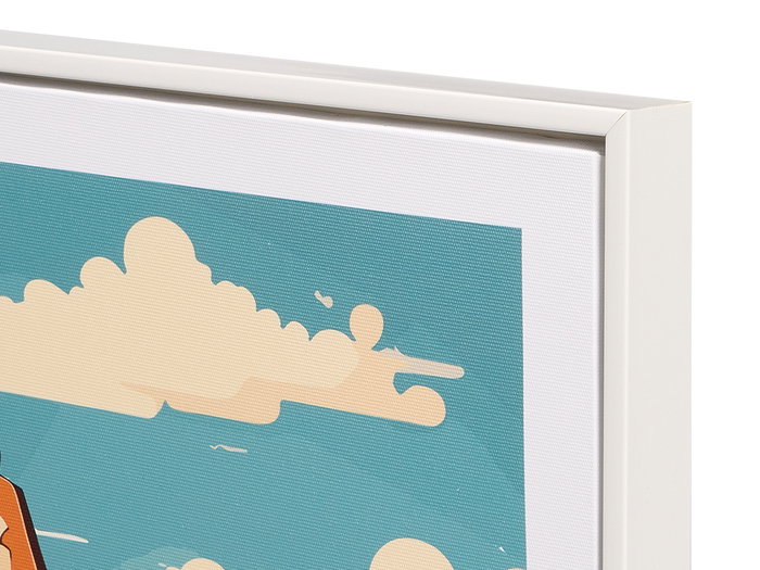 Giftdecor Tableau Villes Assorties 40x50 cm Toile et MDF Cadre Blanc (Set de 6)