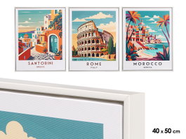 GIFTDECOR Lot de 6 Tableaux de Villes Assortis 40x50cm Cadre Blanc