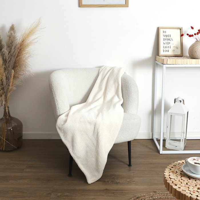 Home Deco Factory Couverture Nid d'Abeille Crème 120x150 cm