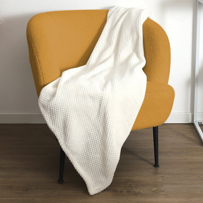 Home Deco Factory Couverture Nid d'Abeille Crème 120x150 cm