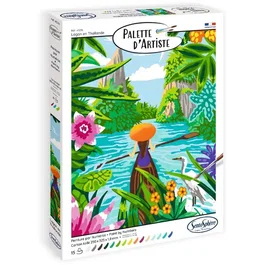 Sentosphere - Peinture aux Numéros Adulte - Tableau Toile - Palette Acrylique 'Lagon en Thaïlande' - 21 Couleurs - 50% Ingrédients Bio