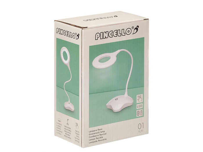 Pincello Flexo LED circulaire 10x40x9cm blanc plastique USB (Set de 12)