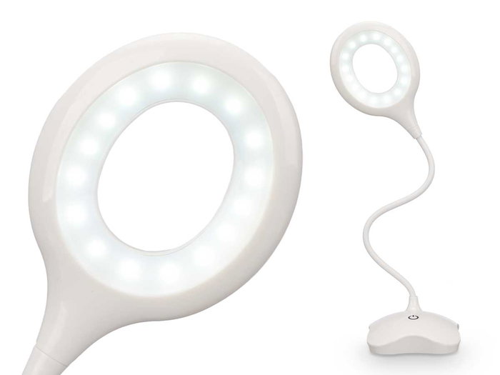 Pincello Flexo LED circulaire 10x40x9cm blanc plastique USB (Set de 12)