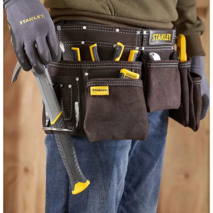 STANLEY Ceinture porte-outils en cuir marron