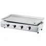 Cookingbox Plancha à Gaz Brasilia II - 4 Feux, 10 kW, Surface Inox 84 x 34 cm, Professionnelle, avec Allumage Piézo et Tiroir à Graisse