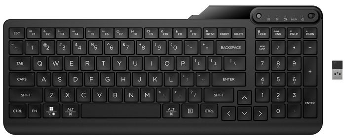 HP Clavier Sans Fil Double Mode 475 - Pavé Numérique Complet, Résistant aux Éclaboussures et Bluetooth - Clavier Portable pour Travail Professionnel