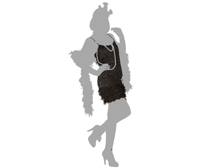 Déguisement Charleston Noir Femme Adulte Taille XL - Déguisement Années 20 Cabaret sans manches en polyester