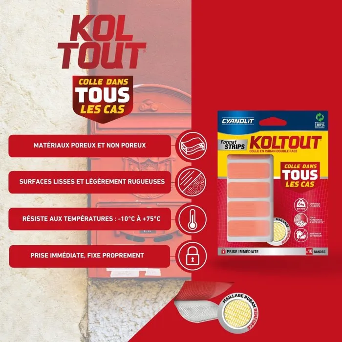 Cyanolit Koltout Ruban - Ruban adhésif double face - 10 bandes Cyanolit Koltout Ruban - Ruban adhésif double face - 10 bandes