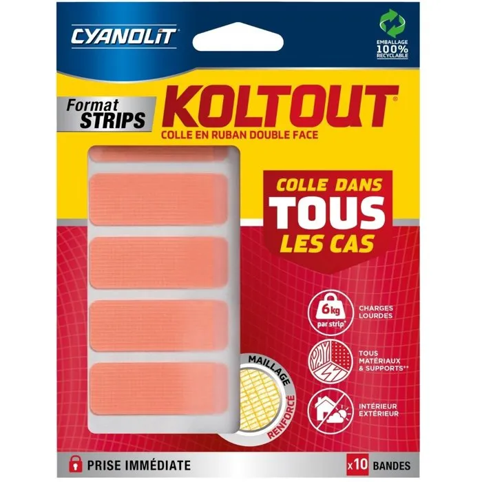 Cyanolit Koltout Ruban - Ruban adhésif double face - 10 bandes Cyanolit Koltout Ruban - Ruban adhésif double face - 10 bandes