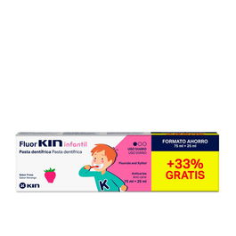 Kin Pâte Dentifrice Enfant FluorKin Fraise 100 ml - Prévention Caries, Fluor 1000 ppm, Xylitol