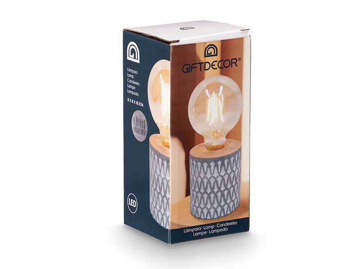 GIFTDECOR Lampara LED Base Formas Gris