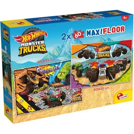 Liscianigiochi Puzzle MaxiFloor Double Face 120 Pièces - Hot Wheels - Assemblage et Coloriage - Dès 4 Ans