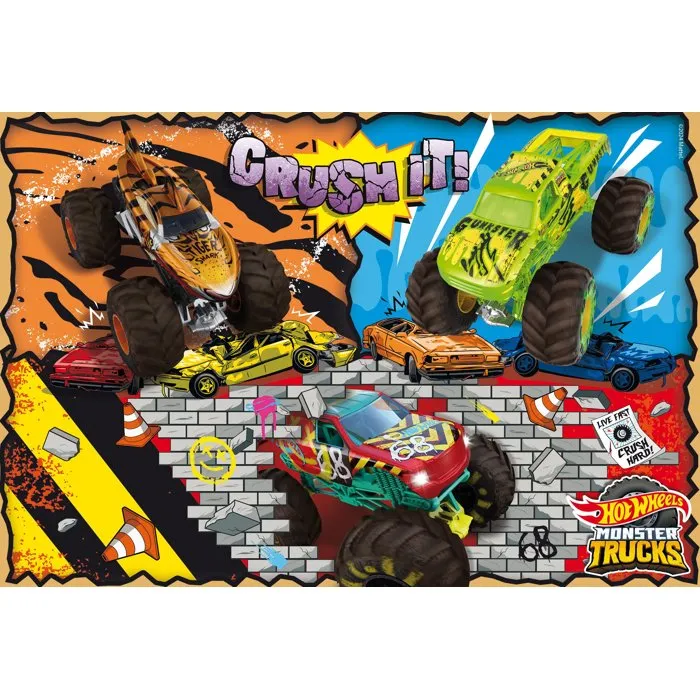 Liscianigiochi Puzzle MaxiFloor Double Face 120 Pièces - Hot Wheels - Assemblage et Coloriage - Dès 4 Ans