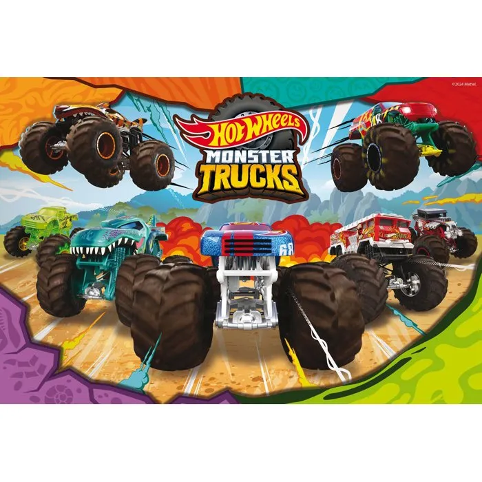 Liscianigiochi Puzzle MaxiFloor Double Face 120 Pièces - Hot Wheels - Assemblage et Coloriage - Dès 4 Ans