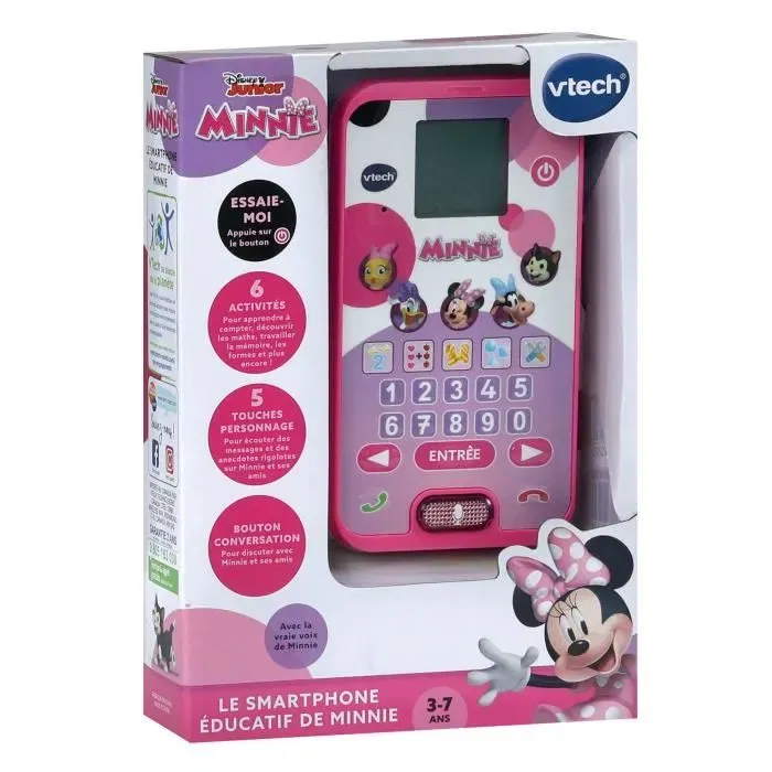 Vtech - Smartphone éducatif interactif Minnie pour apprendre les chiffres, les formes et la mémoire - Version française