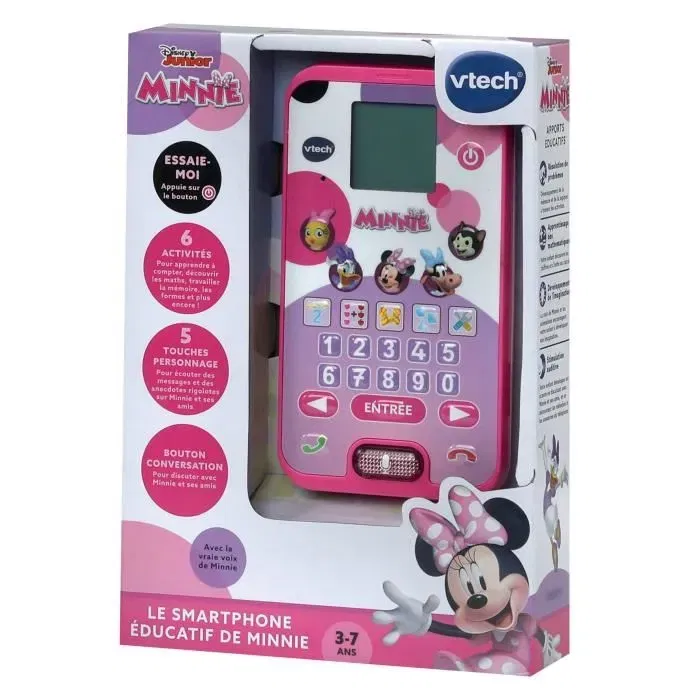 Vtech - Smartphone éducatif interactif Minnie pour apprendre les chiffres, les formes et la mémoire - Version française