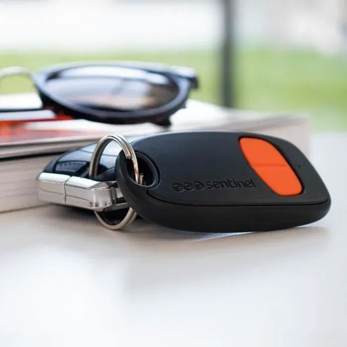 SCS Sentinel Télécommande SimplyControl 2 Canaux Orange, Portée 40 m, Fréquence 433.92 MHz, Pile CR2032 incluse, Fabriquée en France