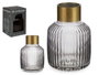 GIFTDECOR Jarron Cristal Rayas Oro Grande Antracita Gris-Oro