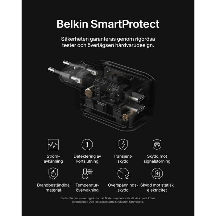Belkin Chargeur secteur double port USB-C 65 W pour Nintendo Switch 2 - Noir