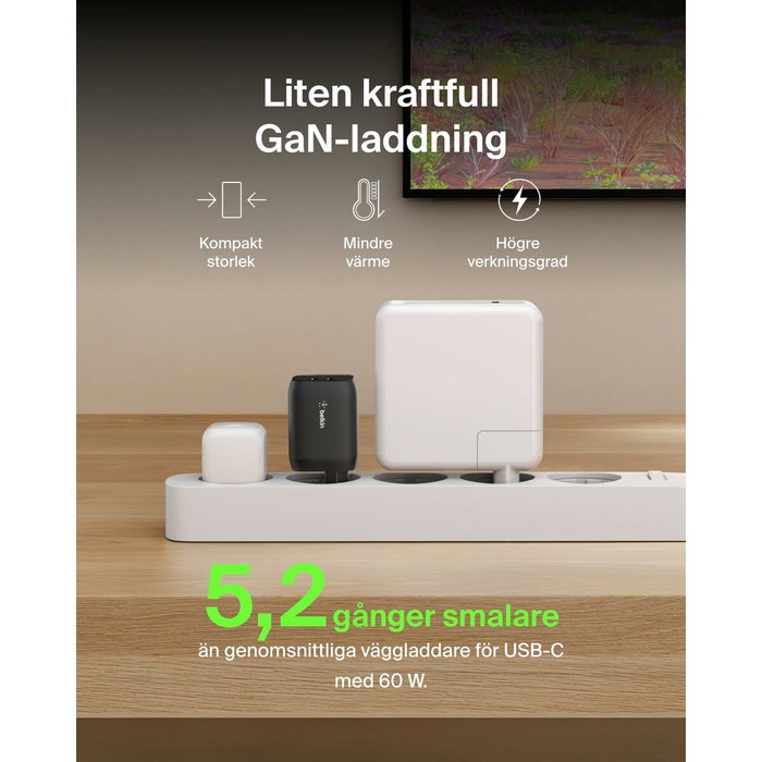 Belkin Chargeur secteur double port USB-C 65 W pour Nintendo Switch 2 - Noir