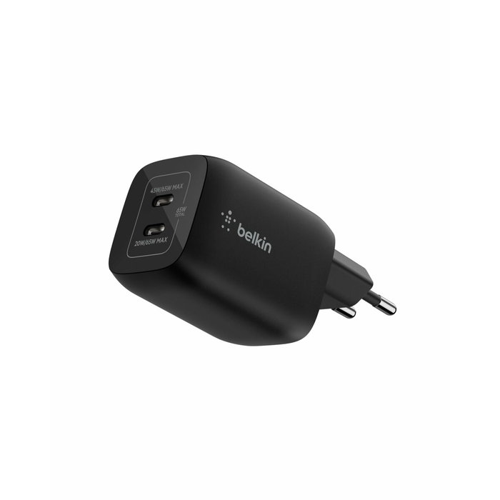Belkin Chargeur secteur double port USB-C 65 W pour Nintendo Switch 2 - Noir