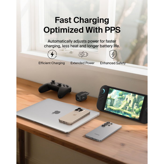 Belkin Chargeur secteur double port USB-C 65 W pour Nintendo Switch 2 - Noir Belkin Chargeur secteur double port USB-C 65 W pour Nintendo Switch 2 - Noir