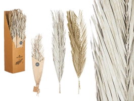 GIFTDECOR Rameau de feuilles de palmier assorti blanc et naturel