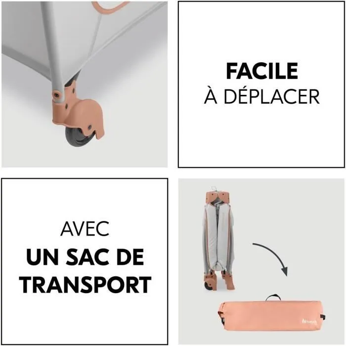 Hauck - Sleep N Play Go Plus - Lit de voyage pliable avec roulettes 60 x 120 cm, des la naissance - Dusty Cork