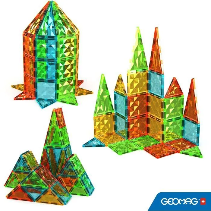 Geomag Tiles Gems 4103 - 60 pièces magnétiques effet cristal, jouet de construction éducatif à partir de 3 ans