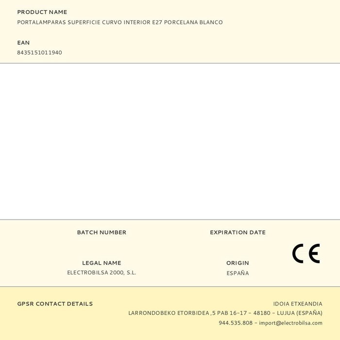 F-Line Douille de surface courbe E27 blanc avec intérieur en porcelaine