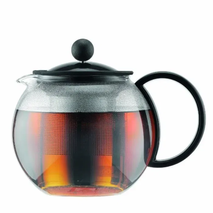Bodum ASSAM - Théière à piston avec couvercle en plastique et filtre en inox, 0.5 litre, Noir