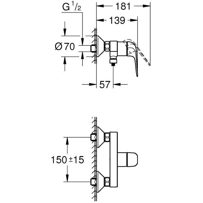 GROHE Swift 24333001 - Mitigeur de douche thermostatique monocommande chromé, montage mural, technologie cartouche LongLife