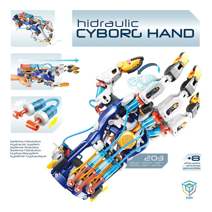 DEQUBE Mano Cyborg - Main Hydraulique Cyborg Sans Électricité, Mouvements Réglables et Précision de Prise pour Articles Variés - Recommandé +8 ans