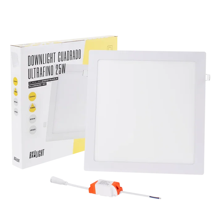 BX3-RDP-25W-CW Plaque LED carrée 25W 2180 lumens 6000K blanc froid pour intérieur, 40000 heures, installation encastrée ou en surface